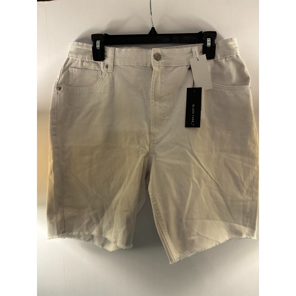 Black Tape Denim Shorts Womens 10 Light Wash Raw Hem High Rise Casual